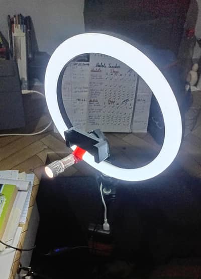 7ft Aluminum tripod with 26cm ringlight with multiple colours
