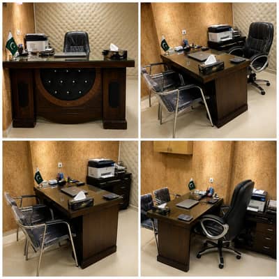 Complete Office Furniture Set- 2 Tables, 1 side Table & Chairs, 60.000
