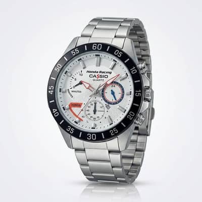 white chronograph