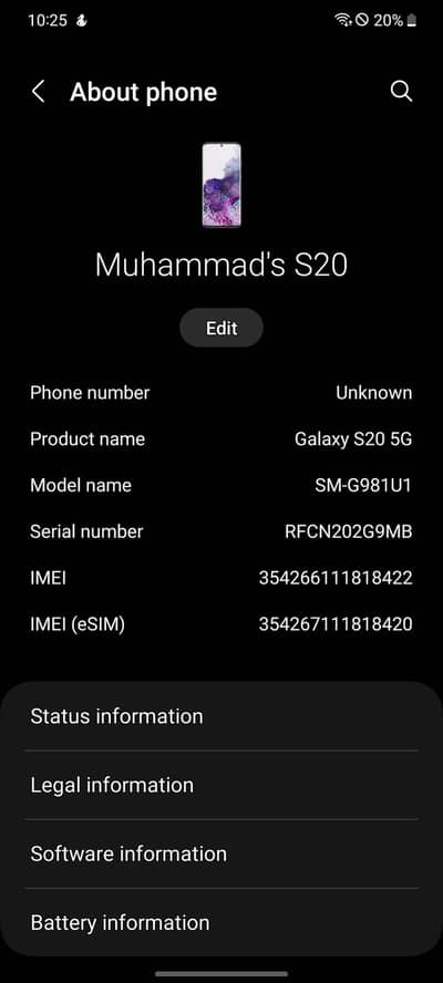 Samsung Mobile S20