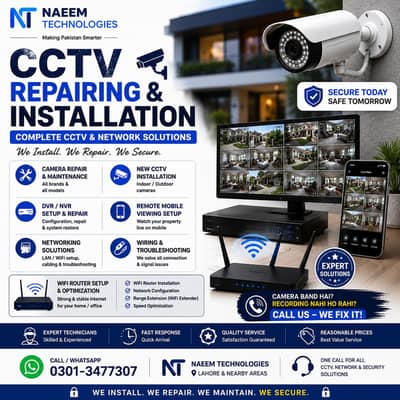 CCTV Repairing & Installation | DVR/NVR | WiFi Camera & Networking