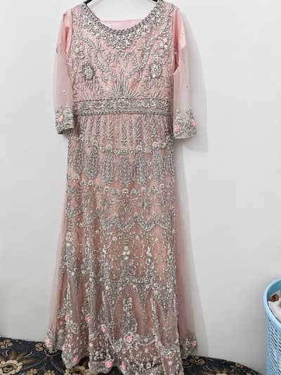 baby pink color walima maxci