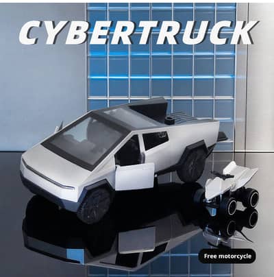 2 in 1 Cyber Truck Diecast Metal Car with Mini ATV | Pull Back | Light