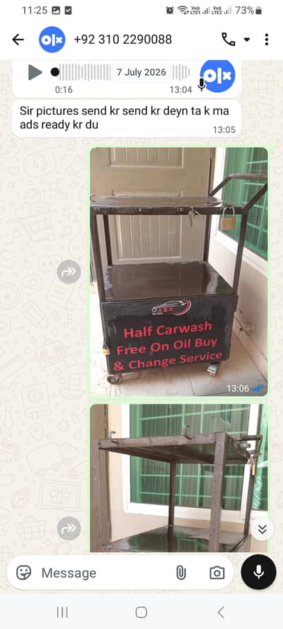 Auto workshop or car care trolley