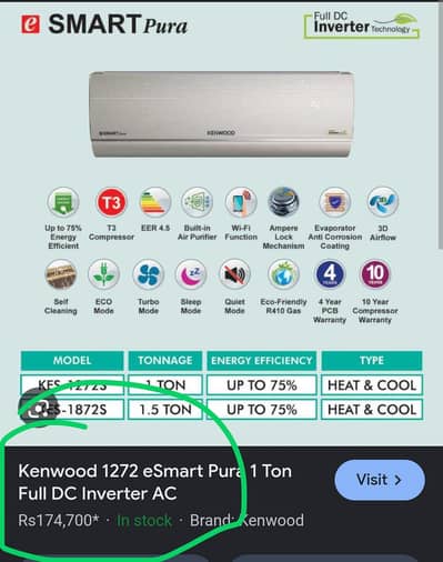 Kenwood inverter heat and cool Ac for sale