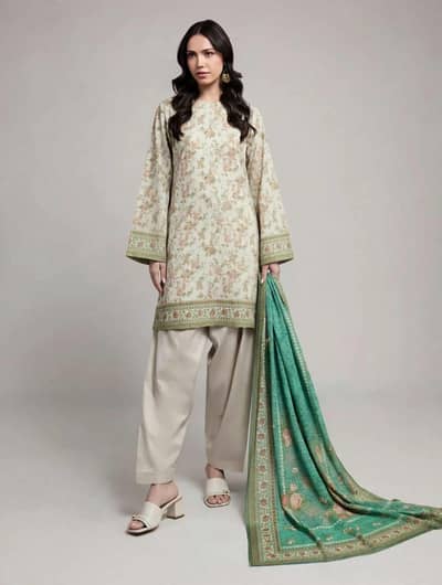 light beige floral printed 3 piece