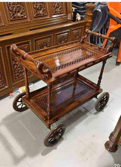 wooden tea trolley