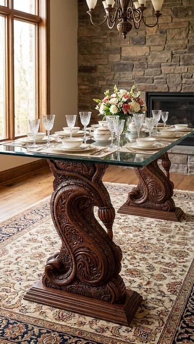 Dinning table HEAVY WOODEN Luxurious Antique (without Glass Chair)