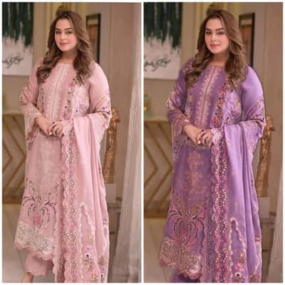 Aneela's NF-3008 Dhanak Embroidered 3Pc`