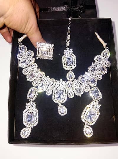 Heavy Silver Zircon Bridal set