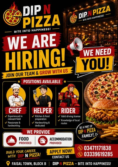 Chef, helper and delivery boy
