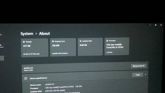 Dell Vostro 3520 i3 12th Gen 8GB 512GB SSD - Urgent Sale Sahiwal