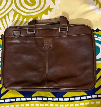 GARTH COATED ZIPPER SLIM LEATHER LAPTOP BRIEFCASE
