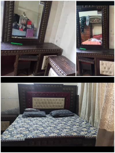 bed with mattress,side tables and a dressing table for sale