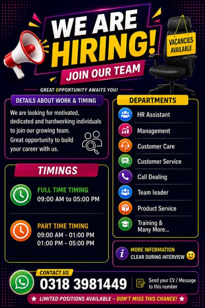 HR Staff Required – Freshers Welcome
