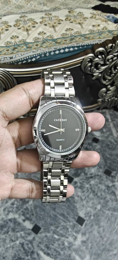 CASSRAY Quartz Men’s Watch – Black Dial, Silver Stainless Steel