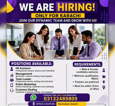 We Are Hiring in Karachi – Freshers Welcome