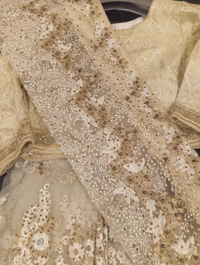 Off white nd gold emroidered pearl Saree