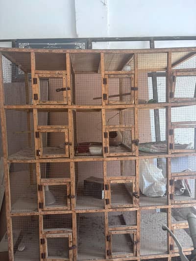 12 compartments Wooden bird cage