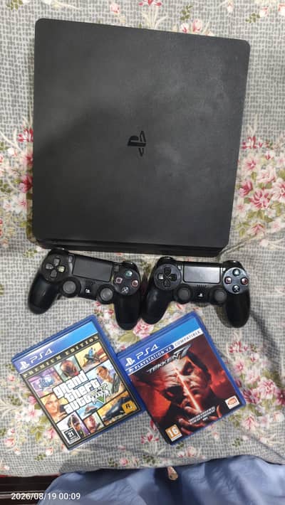 Sony PlayStation PS4 SLIM 500GB WITH 2 GAMES Tekken 7 + GTA 5