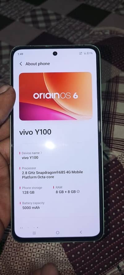 Vivo Y100 8 128 oficail aprove android 16