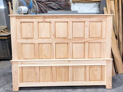 Pure Wooden yellow pine wood king size bed