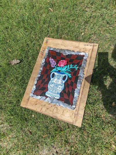Chinese vase with flowers painting