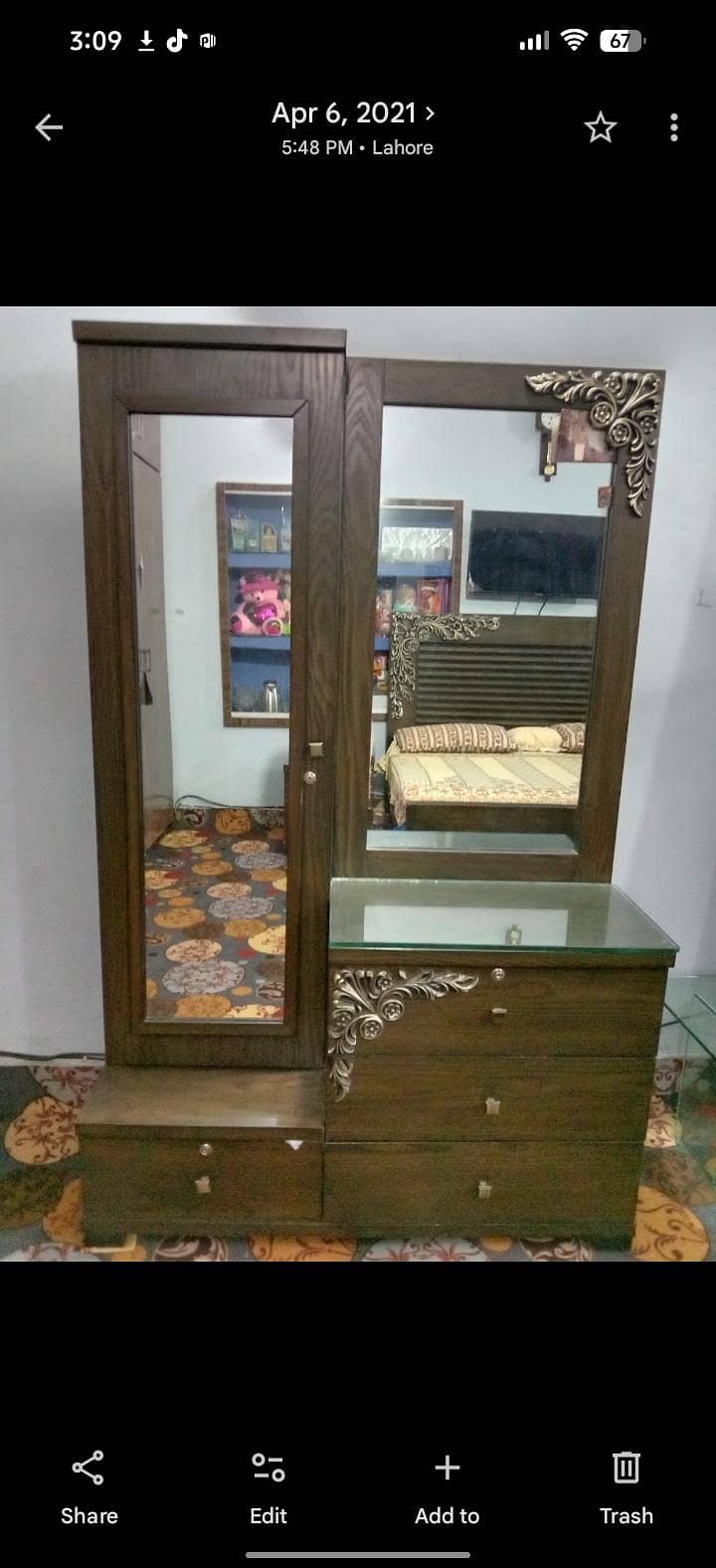 bed and 1 side table and dressing table 2