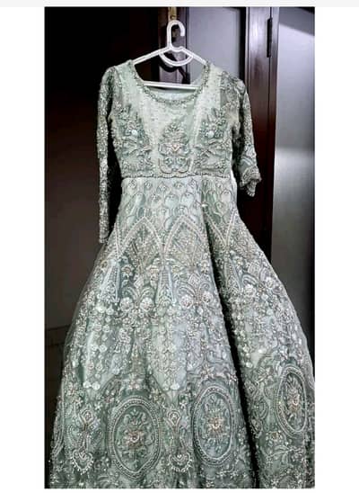 Elegant Mint Green Bridal Walima Maxi