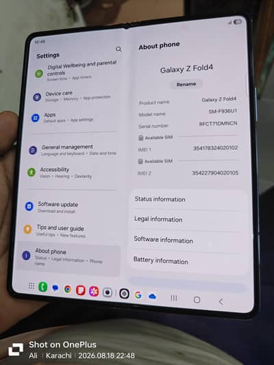 Samsung Mobile Z Fold 4 12/512 non Active