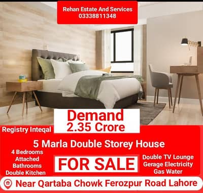 5Marla Double Storey House For Sale Near  Qartaba Chowk Lahore