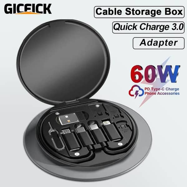 7 in-1 Portable multi USB C- Adapter Kit Convertor hanging travel Charger Cable Conversion Box with Phone Holder & SIM Card Slots (Durable Aluminum Alloy)