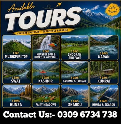 Pakistan Tours ( Trips) All Place Available By Airplane And Buses
