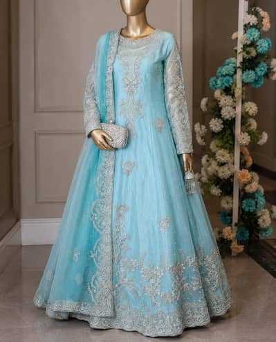 bridal walima maxi with heavy dupata