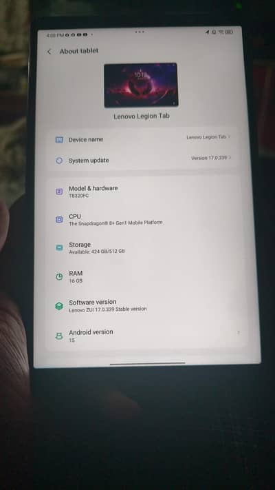 Lenovo Legion tab 12 512 pubg 120gps