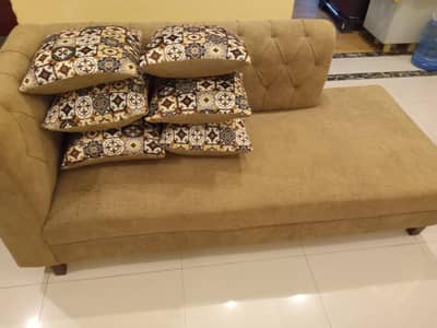 L shaped new sofa with six cushions