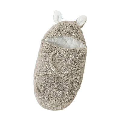 Baby hooded sleeping bag with animal ears, fleece material