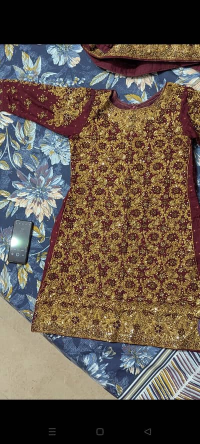Bridal Maroon Farsi Lehenga for Sale