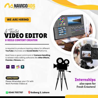 VIDEO EDITOR & REELS CONTENT CREATOR REQUIRED | INTERNS ALSO WELCOME