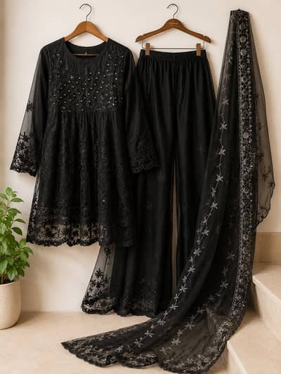 Peplum with sharara black