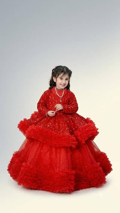 Premium Fancy Red Ball Gown Dress for Kids – Event / Party Wear