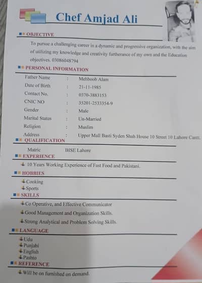 pakistani fast food chef