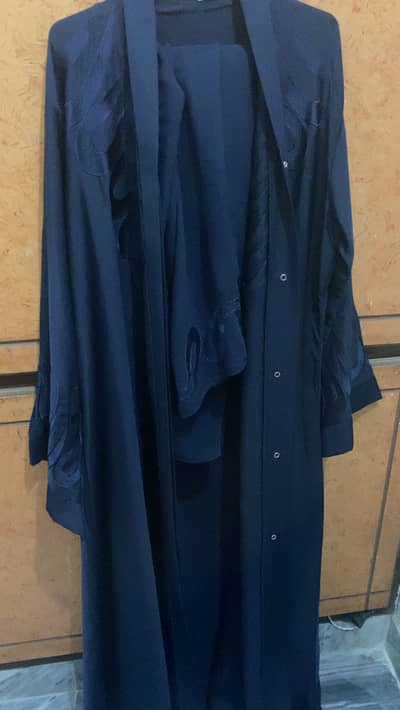 New Imported Nida Fabric embroidery Abaya - blue, 56 size