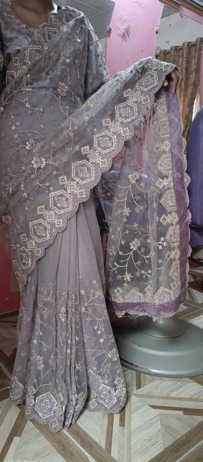 Heavy Embroidered Saree For Sale