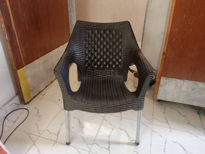 Plastic Rattan Chair | Armrest Chair | Metal Legs | Urgent Sale