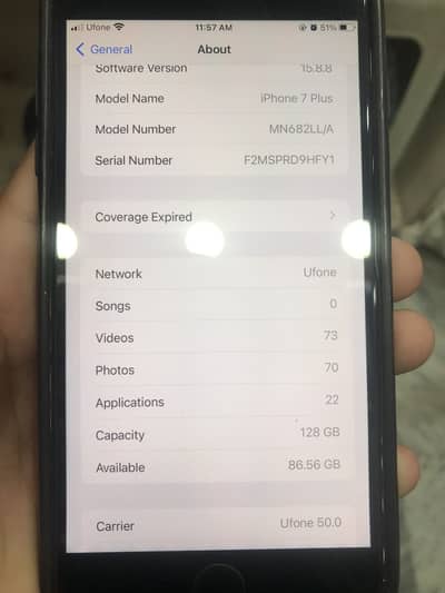 APPLE IPHONE 7 PLUS PTA APPROVED 128GB WITH BOX CONDITION 10/9