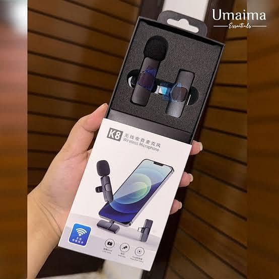 K8 Professional 3-in-1 Wireless Lavalier Microphone for iPhone (iOS Lightning), Android (Type-C & Micro USB) - Universal Plug & Play Mini Collar Mic for Vlogging, Live Streaming, YouTube, Video Recording & Interviews