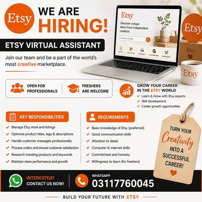 Etsy Virtual Assistant Required | Office Job
