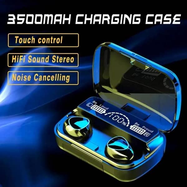 Original M10 TWS Bluetooth Earbuds Wireless Earphones, Bluetooth 5.1 Headphones, Hi-Fi Stereo Sound, 9D Noise Reduction, IPX7 Waterproof Headset with Large Capacity 3500mAh LED Display Charging Case/Powerbank & Mic Connectivity: