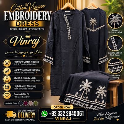 Cotton viscose embrioded dress